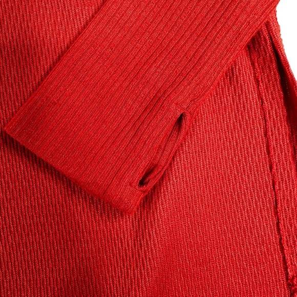 We The Free Thermal Jersey Top Size Medium Coral Rust Thumb Holes Slit Side Boho - Picture 5 of 15